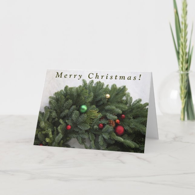 Lush Christmas wreath Holiday Card (Front)