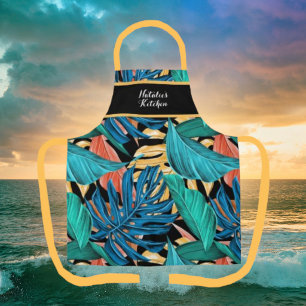 Lush Colorful Tropical Banana Leaf Apron