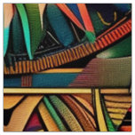 Lush Cyan "Vibrant Historical Emblem" Textile Poly Fabric