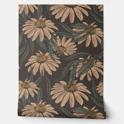 Lush Daisy And Leaves Pattern Wallpaper