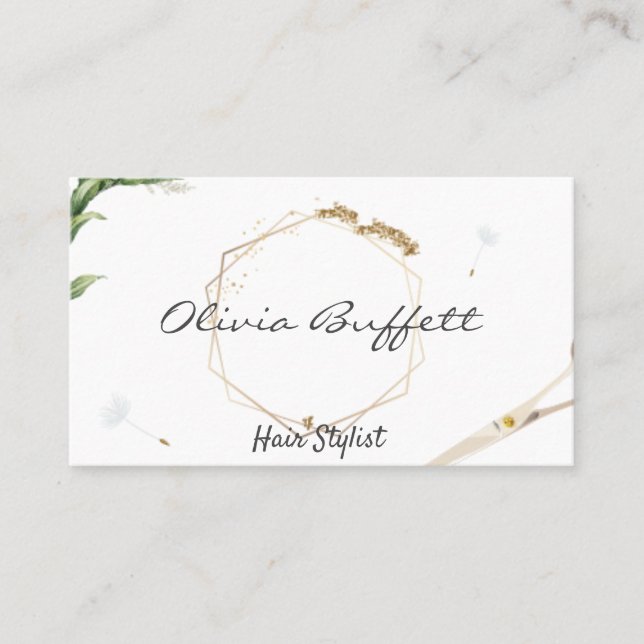 Lush Dandelion Greenery Rose Gold nature Business Card (Front)