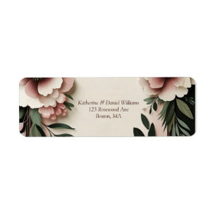 Lush Dark Green and Blush Pink Floral Wedding Label
