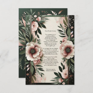 Lush Dark Green and Blush Pink Floral Wedding Thank You Card