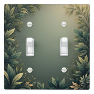 Lush Emerald Forest Botanical Frame Light Switch Cover