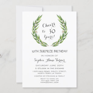 Lush Eucalyptus Foliage Wreath 30th Birthday Invitation