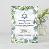 Lush Eucalyptus Leaves Star of David Bar Mitzvah Invitation | Zazzle