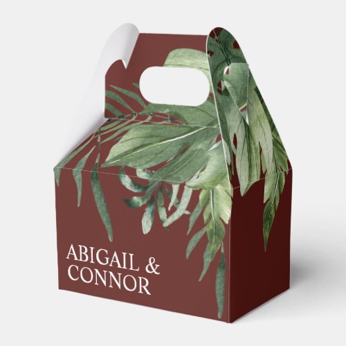 Lush Exotic Tropical Palm Leaves Favor Boxes