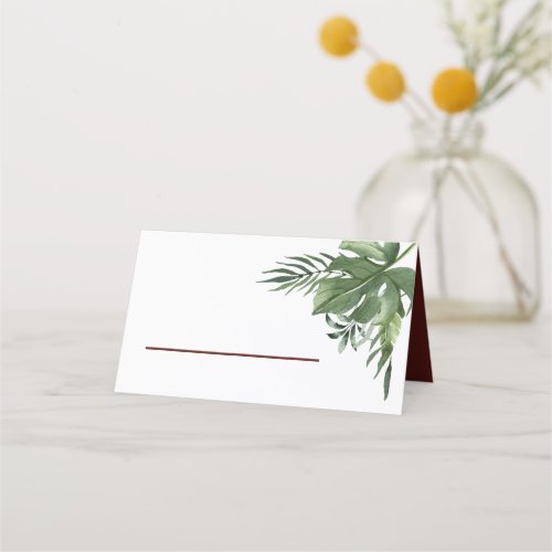 Lush Exotic Tropical Palm Leaves Place Card
