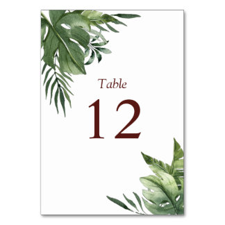 Lush Exotic Tropical Palm Leaves Table Number