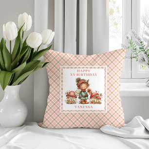 Lush Fairy Blush Pink Floral Birthday Pillow