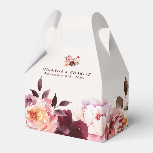 Lush Fall Floral Wedding Favor Boxes (Front Side)