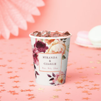 Lush Fall Floral Wedding Paper Cups
