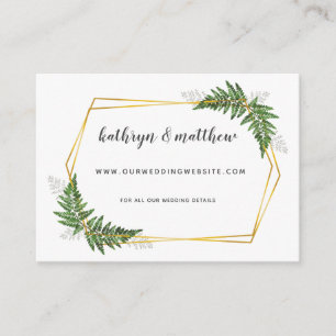 Lush Fern Geometric Hexagon Wedding Website Card