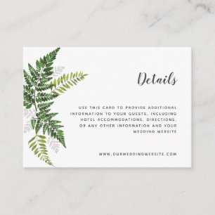 Lush Fern Tropical Botanical Wedding Suite Details Enclosure Card