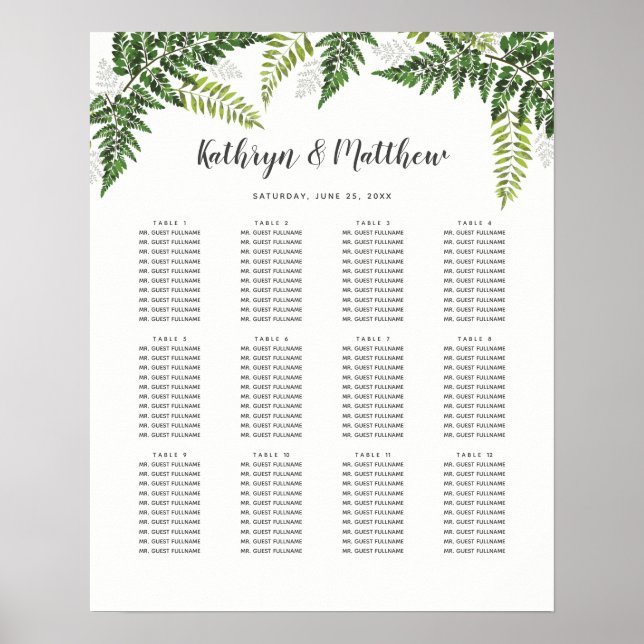 Lush Fern Tropical Botanical Wedding Suite Poster (Front)