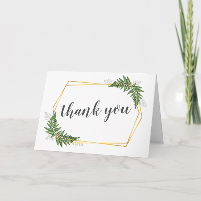 Lush Fern Tropical Botanical Wedding Thank You Card (Front)
