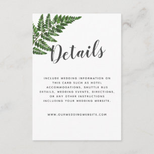 Lush Fern Wedding Detail Enclosure Card