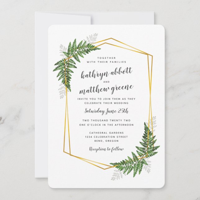Lush Fern Wedding Suite Invitation (Front)