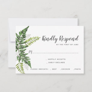 Lush Fern Wedding Suite Reply with Dinner Options RSVP Card