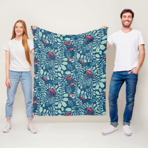 Lush Flamingo Jungle Fleece Blanket