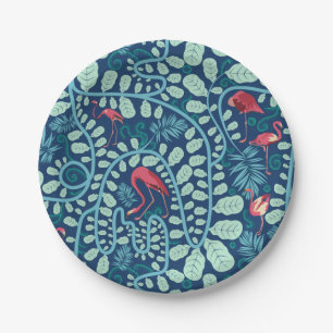Lush Flamingo Jungle Pattern Paper Plates