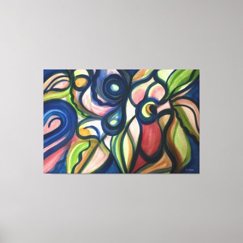 Lush Floral Modern Art Stretched Canvas Print