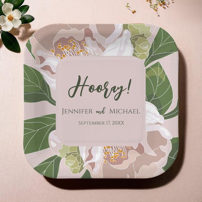 Lush Flower and Greenery Elegant Wedding Paper Plates (Lush Flower and Greenery Elegant Wedding Paper Plates)