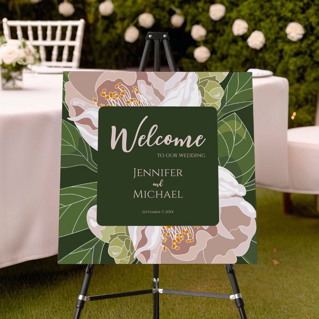 Lush Flower and Greenery Elegant Welcome Sign (Lush Flower and Greenery Elegant Welcome Sign)