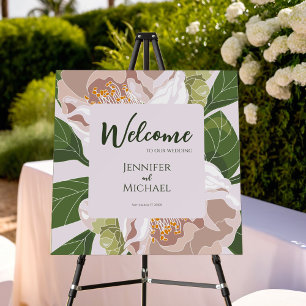 Lush Flower and Greenery Elegant Welcome Sign