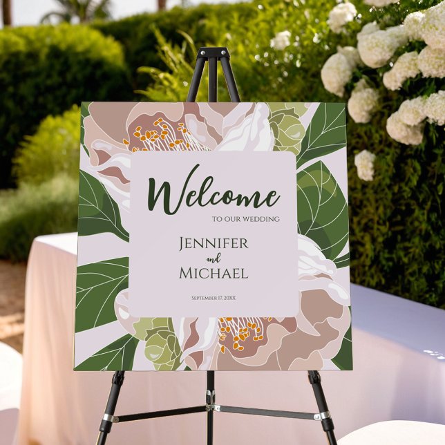 Lush Flower and Greenery Elegant Welcome Sign (Lush Flower and Greenery Elegant Welcome Sign)