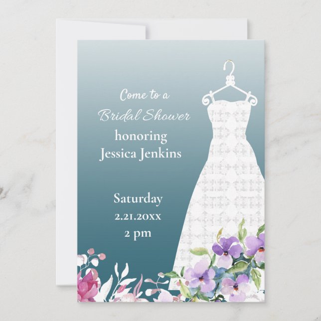 Lush Flowers and Dress Bridal Shower Invitation (Front)