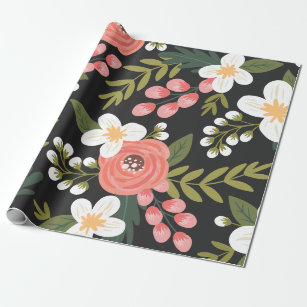 Black Floral Wrapping Paper 