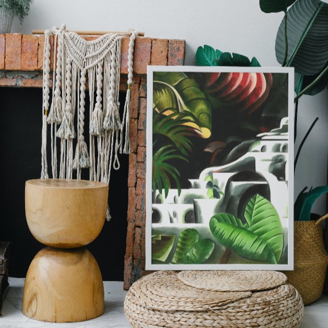 Lush Forest Waterfall In Geometric Art Style v1 Canvas Print (Creator Uploaded)