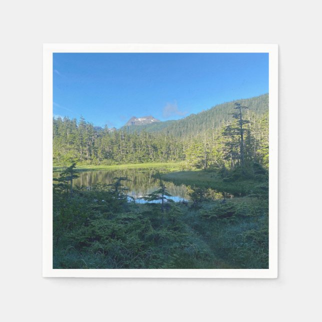 Lush Forest with Mountain and Lake Napkin (Front)