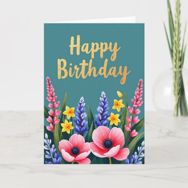 Lush Garden Birthday Card (Front)