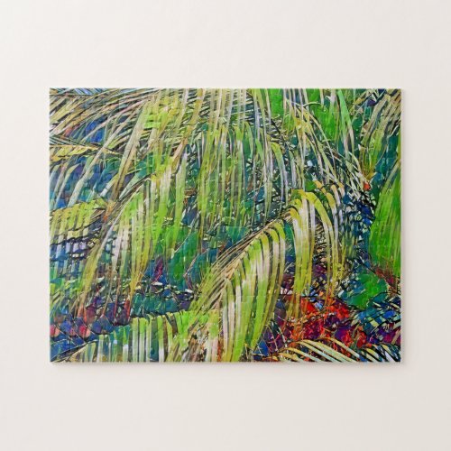 Lush Garden Palm Tree Branches Art Puzzle