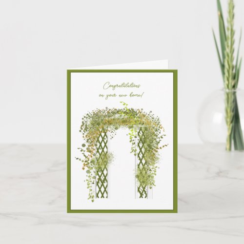 Lush Garden Trellis with Ivy and Foliage New Home Card