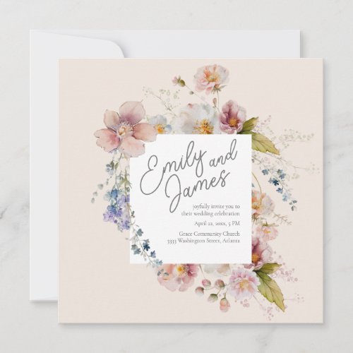 Lush Garden Wildflower Wedding Invitation