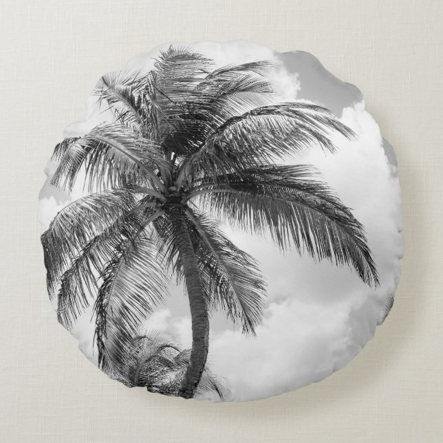 Lush Glam Palm Trees 1 Round Pillow (Front)