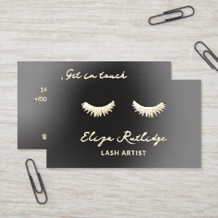 Lush Gold Foil Lashes Matte Black Business Cards