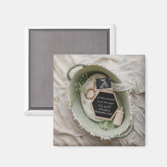 Lush Green  Basket Pregnancy Announcement keepsake Magnet (Front/Back)