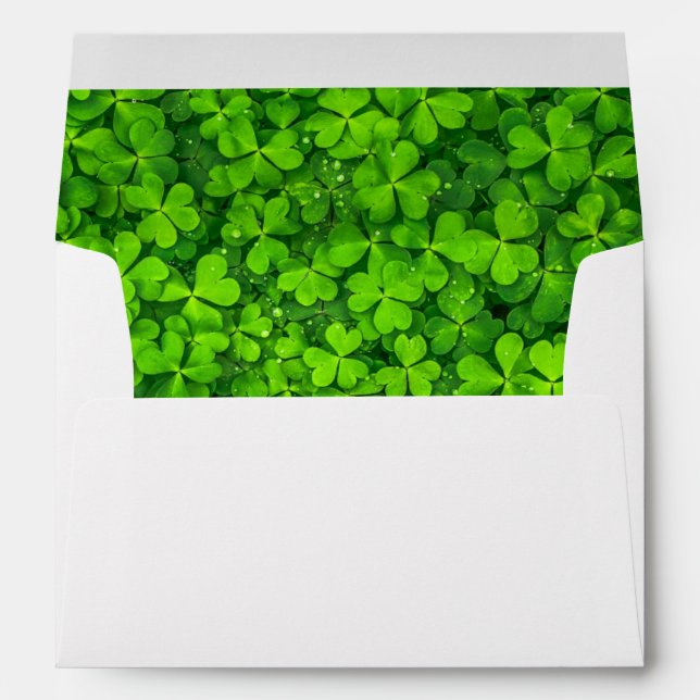 Lush Green Clovers with Water Drops Envelope (Back (Bottom))