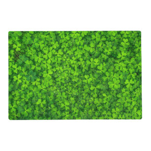 Lush Green Clovers with Water Drops Placemat