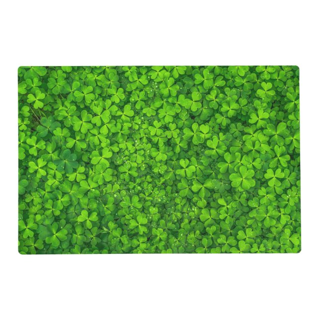 Lush Green Clovers with Water Drops Placemat (Front)
