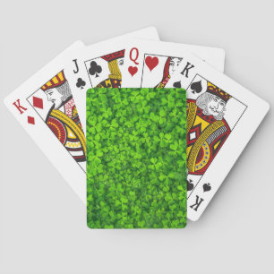 Lush Green Clovers with Water Drops Poker Cards