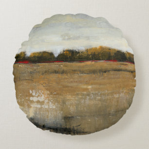 Lush Green Countryside Landscape Round Pillow