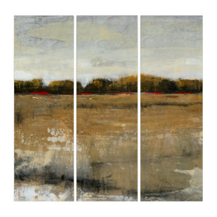 Lush Green Countryside Landscape Triptych