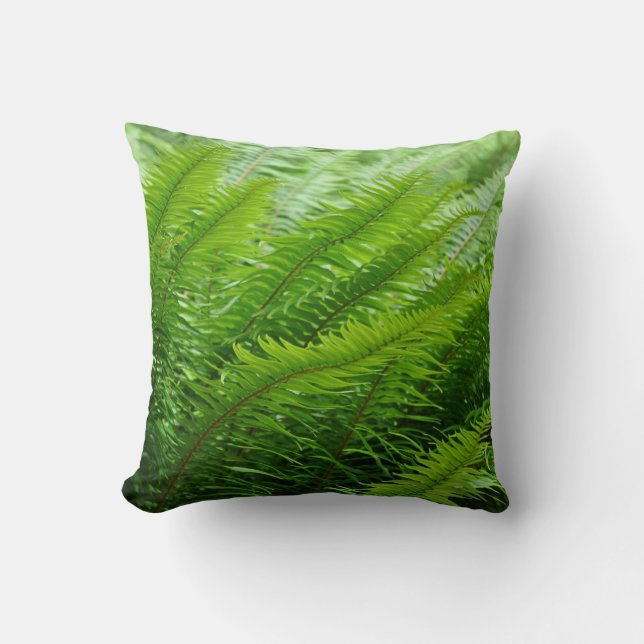 Lush green ferns    throw pillow (Front)