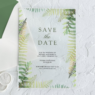 Lush Green Ferns Wedding Save the Date