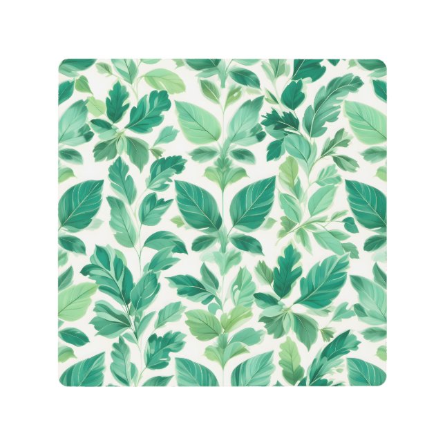 Lush Green Foliage Pattern Metal Print (Front)